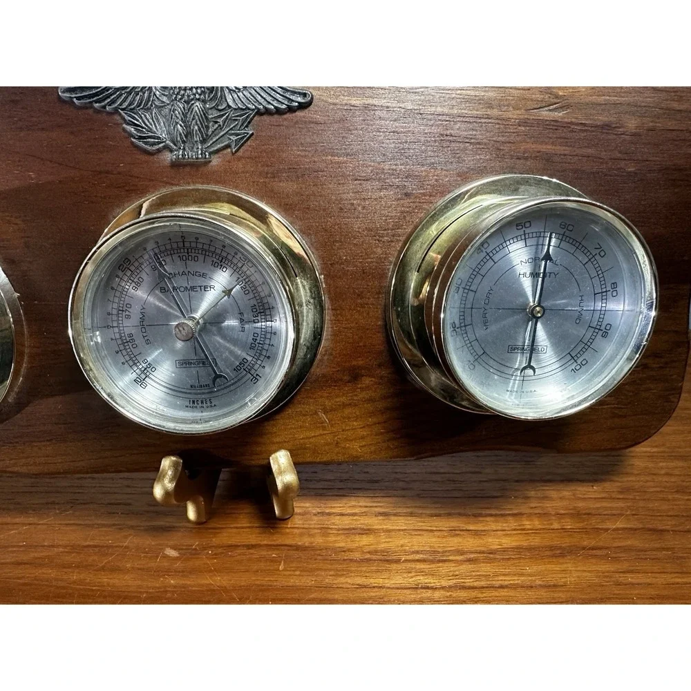 Vintage Springfield USA Eagle Weather Station Thermometer Barometer Hygrometer